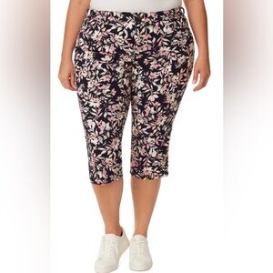 Gloria Vanderbilt Amanda Capri Size  18 Midnight Affair Bahia Flora Color New